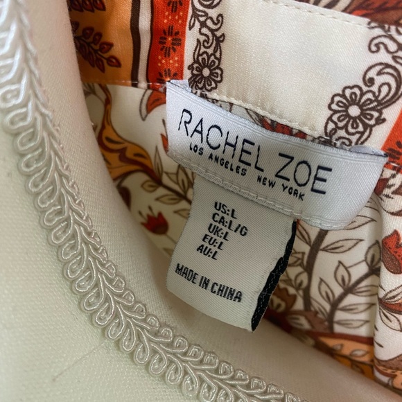 ,Size Large ,Blouse beige /orange /flowers Rachel ZOE large - Picture 4 of 5
